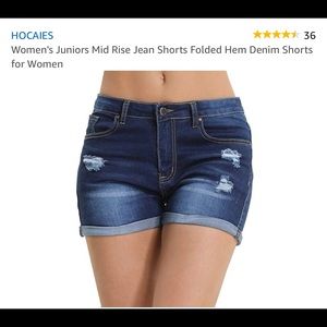 Juniors Mid Rise Jean Shorts Folded Hem Denim